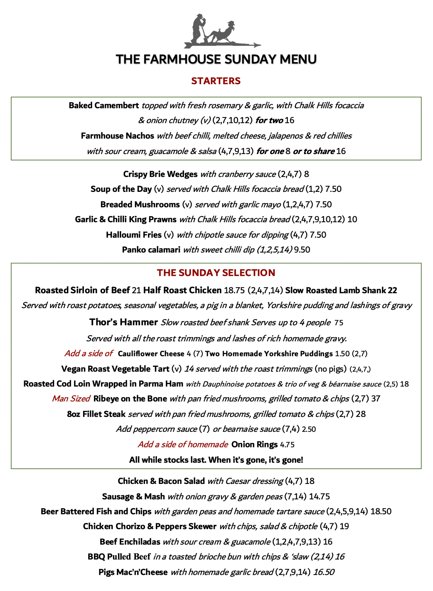 Sunday Menu 1