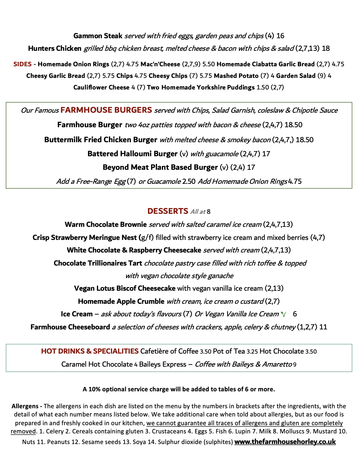 Sunday Menu 2